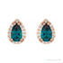 Sapphire Row Lab-Grown Gemstone Pear Halo Stud Earrings - Alexandrite, 14K Rose Gold (view 2)