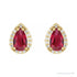 Sapphire Row Lab-Grown Gemstone Pear Halo Stud Earrings - Ruby, 14K Yellow Gold, 3 mm (view 2)