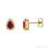 Sapphire Row Lab-Grown Gemstone Pear Halo Stud Earrings - Ruby, 14K Yellow Gold, 4 mm