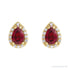 Sapphire Row Lab-Grown Gemstone Pear Halo Stud Earrings - Ruby, 14K Yellow Gold, 4 mm (view 2)