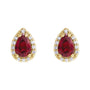Sapphire Row Lab-Grown Gemstone Pear Halo Stud Earrings - Ruby, 14K Yellow Gold, 4 mm (view 2)