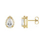 Sapphire Row Lab-Grown Gemstone Pear Halo Stud Earrings - Moissanite, 14K Yellow Gold, 3 mm