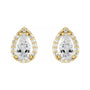 Sapphire Row Lab-Grown Gemstone Pear Halo Stud Earrings - Moissanite, 14K Yellow Gold, 3 mm (view 2)