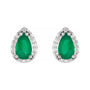 Sapphire Row Lab-Grown Gemstone Pear Halo Stud Earrings - Emerald, Platinum, 4 mm (view 2)