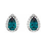 Sapphire Row Lab-Grown Gemstone Pear Halo Stud Earrings - Alexandrite, 14K White Gold (view 2)