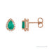 Sapphire Row Lab-Grown Gemstone Pear Halo Stud Earrings - Emerald, 14K Rose Gold, 3 mm
