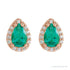 Sapphire Row Lab-Grown Gemstone Pear Halo Stud Earrings - Emerald, 14K Rose Gold, 3 mm (view 2)