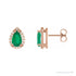 Sapphire Row Lab-Grown Gemstone Pear Halo Stud Earrings - Emerald, 14K Rose Gold, 4 mm