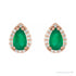 Sapphire Row Lab-Grown Gemstone Pear Halo Stud Earrings - Emerald, 14K Rose Gold, 4 mm (view 2)