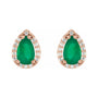 Sapphire Row Lab-Grown Gemstone Pear Halo Stud Earrings - Emerald, 14K Rose Gold, 4 mm (view 2)