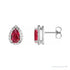 Sapphire Row Lab-Grown Gemstone Pear Halo Stud Earrings - Ruby, Platinum, 3 mm