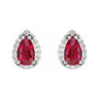Sapphire Row Lab-Grown Gemstone Pear Halo Stud Earrings - Ruby, Platinum, 3 mm (view 2)