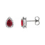 Sapphire Row Lab-Grown Gemstone Pear Halo Stud Earrings - Ruby, Platinum, 4 mm