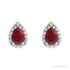 Sapphire Row Lab-Grown Gemstone Pear Halo Stud Earrings - Ruby, Platinum, 4 mm (view 2)