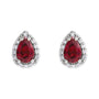Sapphire Row Lab-Grown Gemstone Pear Halo Stud Earrings - Ruby, Platinum, 4 mm (view 2)