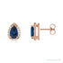 Sapphire Row Lab-Grown Gemstone Pear Halo Stud Earrings - Blue Sapphire, 14K Rose Gold, 4 mm