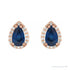 Sapphire Row Lab-Grown Gemstone Pear Halo Stud Earrings - Blue Sapphire, 14K Rose Gold, 4 mm (view 2)