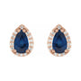 Sapphire Row Lab-Grown Gemstone Pear Halo Stud Earrings - Blue Sapphire, 14K Rose Gold, 4 mm (view 2)