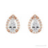 Sapphire Row Lab-Grown Gemstone Pear Halo Stud Earrings - Moissanite, 14K Rose Gold, 3 mm (view 2)