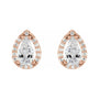 Sapphire Row Lab-Grown Gemstone Pear Halo Stud Earrings - Moissanite, 14K Rose Gold, 3 mm (view 2)