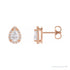Sapphire Row Lab-Grown Gemstone Pear Halo Stud Earrings - Moissanite, 14K Rose Gold, 4 mm