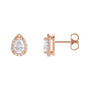 Sapphire Row Lab-Grown Gemstone Pear Halo Stud Earrings - Moissanite, 14K Rose Gold, 4 mm