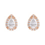 Sapphire Row Lab-Grown Gemstone Pear Halo Stud Earrings - Moissanite, 14K Rose Gold, 4 mm (view 2)
