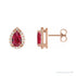 Sapphire Row Lab-Grown Gemstone Pear Halo Stud Earrings - Ruby, 14K Rose Gold, 3 mm