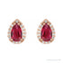 Sapphire Row Lab-Grown Gemstone Pear Halo Stud Earrings - Ruby, 14K Rose Gold, 3 mm (view 2)