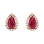 Sapphire Row Lab-Grown Gemstone Pear Halo Stud Earrings - Ruby, 14K Rose Gold, 3 mm (view 2)