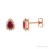 Sapphire Row Lab-Grown Gemstone Pear Halo Stud Earrings - Ruby, 14K Rose Gold, 4 mm