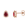Sapphire Row Lab-Grown Gemstone Pear Halo Stud Earrings - Ruby, 14K Rose Gold, 4 mm