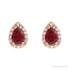 Sapphire Row Lab-Grown Gemstone Pear Halo Stud Earrings - Ruby, 14K Rose Gold, 4 mm (view 2)