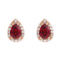 Sapphire Row Lab-Grown Gemstone Pear Halo Stud Earrings - Ruby, 14K Rose Gold, 4 mm (view 2)