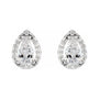 Sapphire Row Lab-Grown Gemstone Pear Halo Stud Earrings - Moissanite, Platinum, 3 mm (view 2)