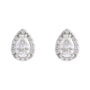 Sapphire Row Lab-Grown Gemstone Pear Halo Stud Earrings - Moissanite, Platinum, 4 mm (view 2)