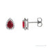 Sapphire Row Lab-Grown Gemstone Pear Halo Stud Earrings - Ruby, 14K White Gold, 4 mm