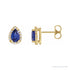 Sapphire Row Lab-Grown Gemstone Pear Halo Stud Earrings - Blue Sapphire, 14K Yellow Gold, 3 mm