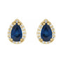 Sapphire Row Lab-Grown Gemstone Pear Halo Stud Earrings - Blue Sapphire, 14K Yellow Gold, 4 mm (view 2)