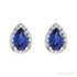 Sapphire Row Lab-Grown Gemstone Pear Halo Stud Earrings - Blue Sapphire, 14K White Gold, 3 mm (view 2)