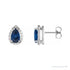 Sapphire Row Lab-Grown Gemstone Pear Halo Stud Earrings - Blue Sapphire, 14K White Gold, 4 mm