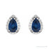 Sapphire Row Lab-Grown Gemstone Pear Halo Stud Earrings - Blue Sapphire, 14K White Gold, 4 mm (view 2)