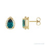 Sapphire Row Lab-Grown Gemstone Pear Halo Stud Earrings - Alexandrite, 14K Yellow Gold