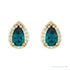 Sapphire Row Lab-Grown Gemstone Pear Halo Stud Earrings - Alexandrite, 14K Yellow Gold (view 2)