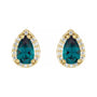 Sapphire Row Lab-Grown Gemstone Pear Halo Stud Earrings - Alexandrite, 14K Yellow Gold (view 2)