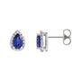 Sapphire Row Lab-Grown Gemstone Pear Halo Stud Earrings - Blue Sapphire, Platinum, 3 mm