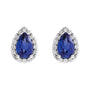 Sapphire Row Lab-Grown Gemstone Pear Halo Stud Earrings - Blue Sapphire, Platinum, 3 mm (view 2)