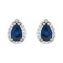 Sapphire Row Lab-Grown Gemstone Pear Halo Stud Earrings - Blue Sapphire, Platinum, 4 mm (view 2)