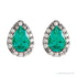 Sapphire Row Lab-Grown Gemstone Pear Halo Stud Earrings - Emerald, 14K White Gold, 3 mm (view 2)