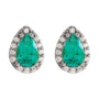 Sapphire Row Lab-Grown Gemstone Pear Halo Stud Earrings - Emerald, 14K White Gold, 3 mm (view 2)